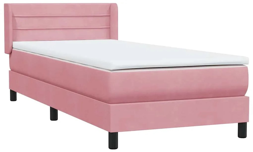 Cama com molas/colchão 100x220 cm veludo Rosa