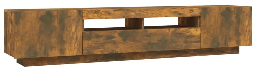 Conjunto móveis de TV 2pcs c/ LEDs madeira carvalho fumado