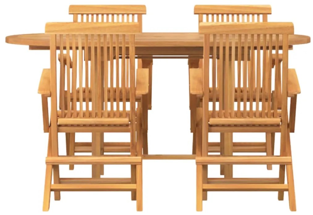 Conjunto de Jantar de Jardim vidaXL com 5 Peças em Madeira de Teca Sól