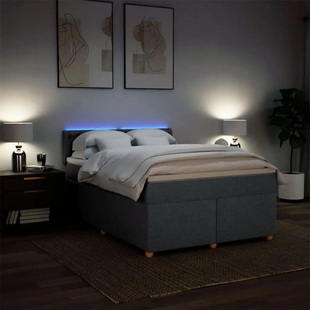Cama com molas/colchão 140x190 cm tecido cinzento-escuro