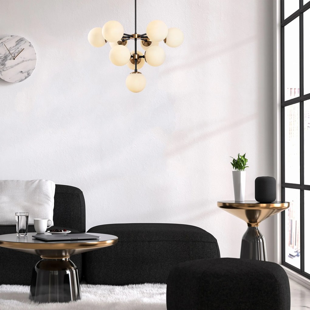 Candeeiro de Teto Akkas – Preto – 74 x 74 x 66-108 cm