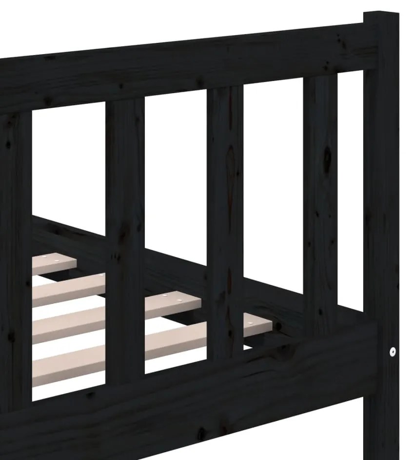 Estrutura de cama 200x200 cm madeira maciça preto