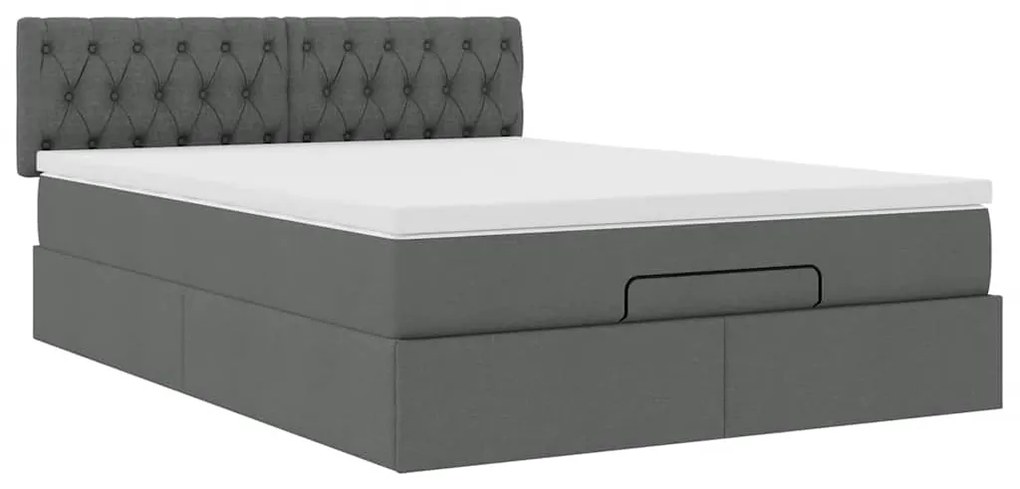 Cama otomana com colchão &amp; LEDs 140x200 cm cinzento escuro