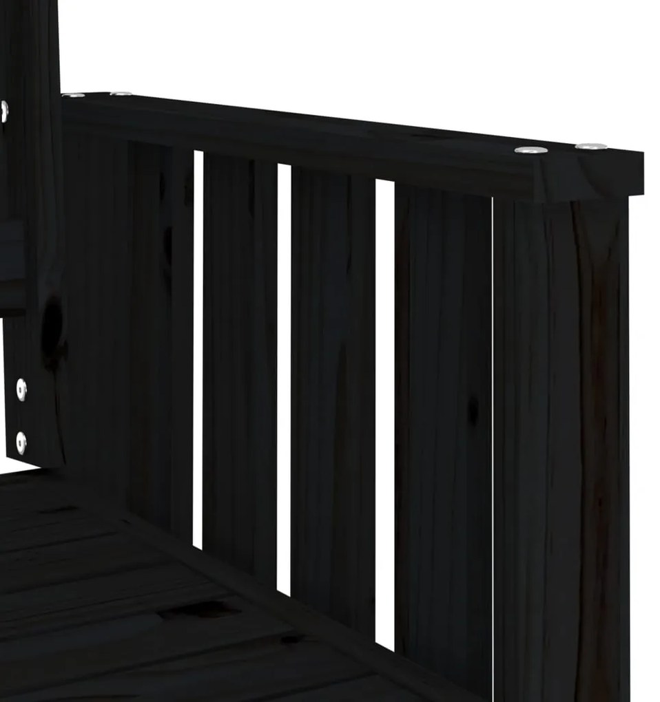 Banco de jardim 2 lugares com mesa pinho maciço preto