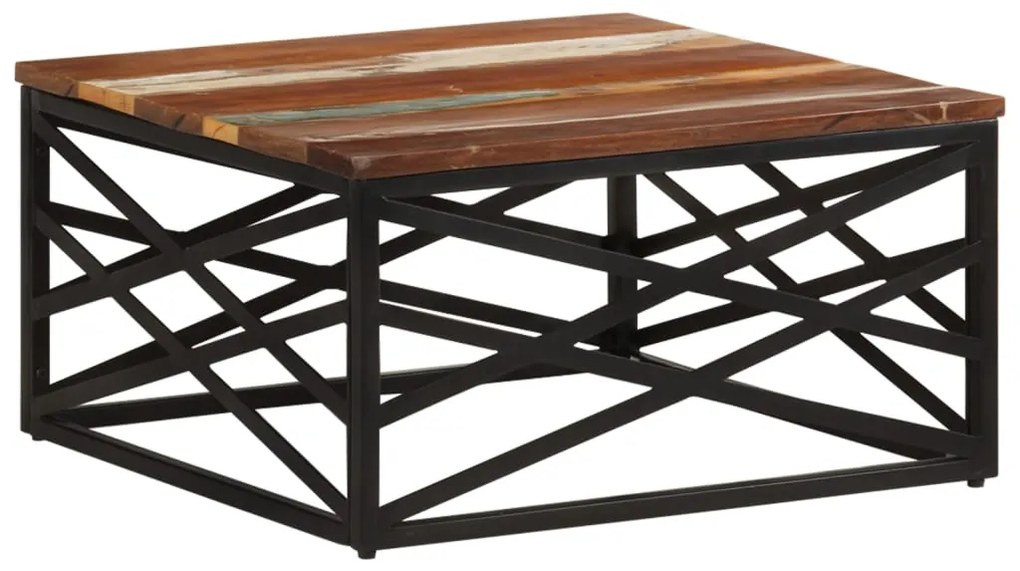 Mesa de centro 68x68x35 cm madeira recuperada maciça