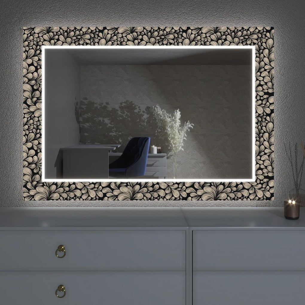 Espelho LED com decoração D9