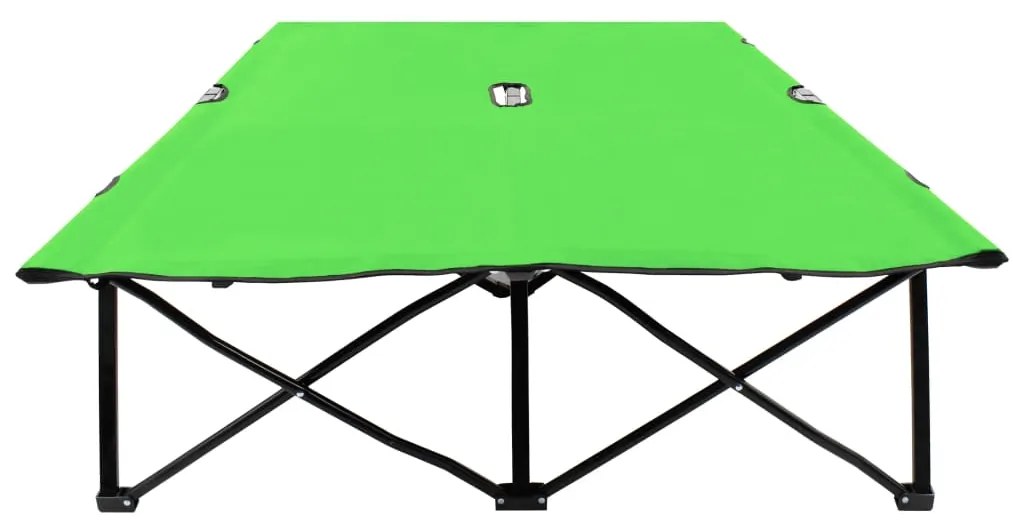 Espreguiçadeira/cama dobrável para 2 pessoas aço verde