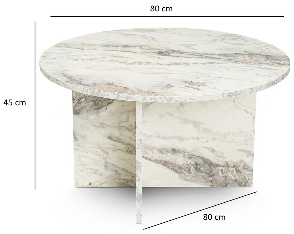 Mesa de Café Harmoni - Mármore Freesia - 80x45x80 cm