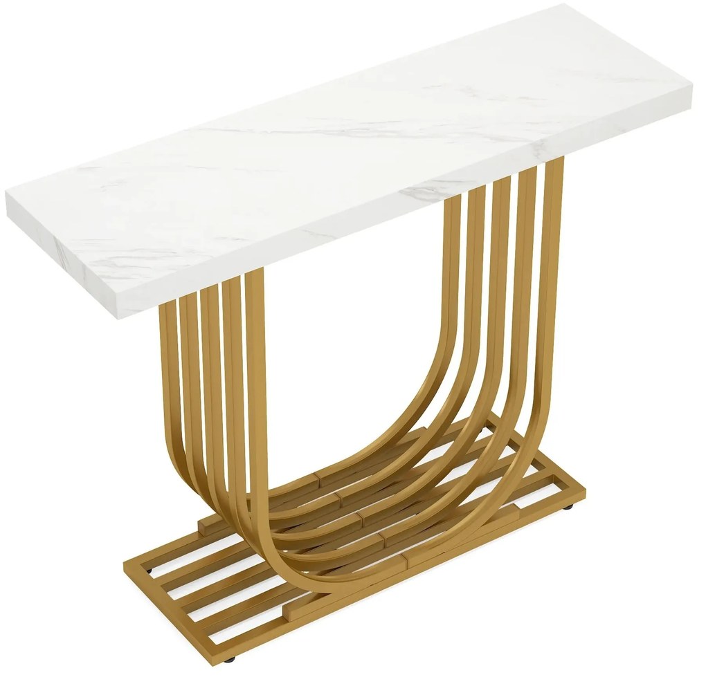 Consola de Entrada com Tampo em Mármore Faux – Setúbal – 100x30x80 cm