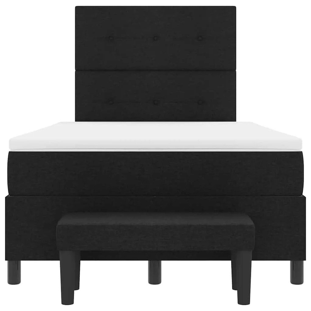 Cama Box com Colchão e Banco Preto 120x190 cm Tecido