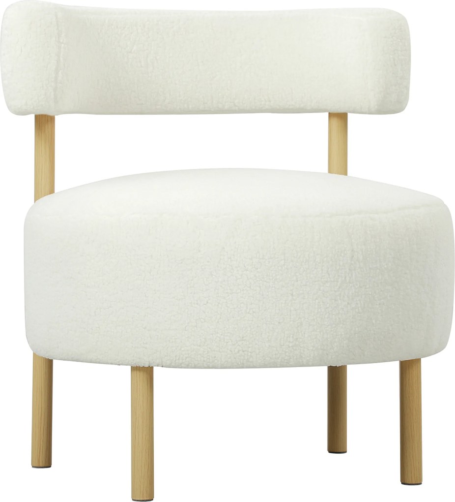 Sofá de 1 lugar em tecido bouclé, poltrona de sala estofada com encosto curvo, assento largo, 67 x 67 x 71 cm