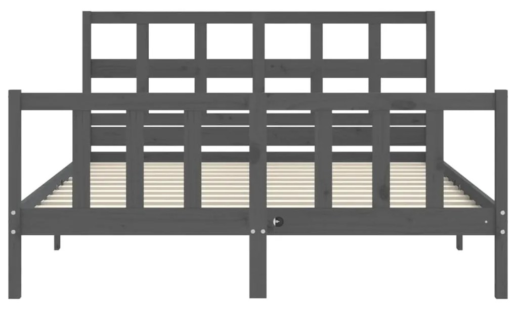 Estrutura de cama King Size com cabeceira madeira maciça cinza