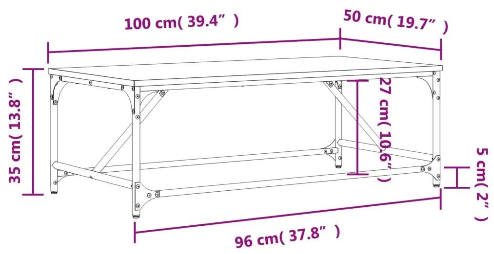 Mesa de centro 100x50x35 cm derivados madeira carvalho castanho