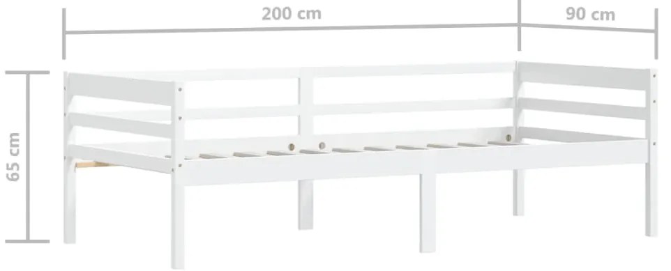 Estrutura de cama em pinho maciço 90x200 cm branco