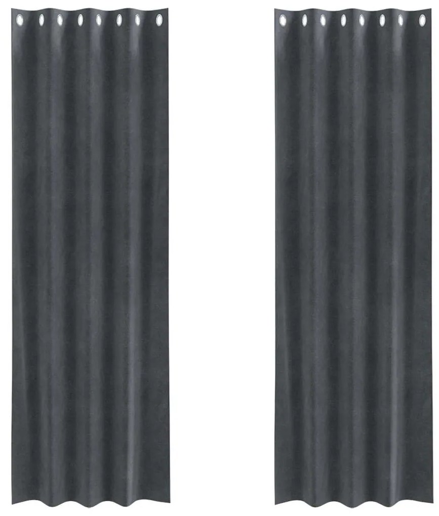 Cortinas Blackout com Ilhós 2 pcs Veludo Cinza Claro