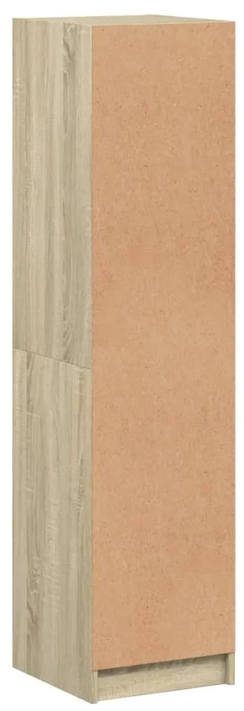 Aparador alto c/ portas de vidro 35x37x142 cm carvalho sonoma