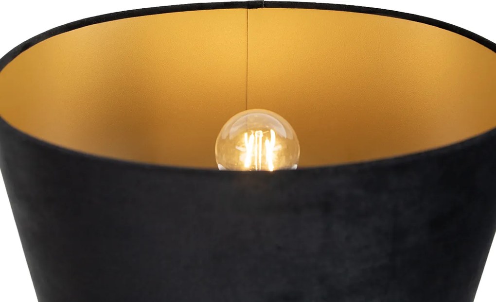 Candeeiro de mesa preto com abajur oval preto 35cm - Thijmen