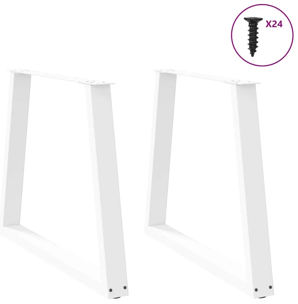 Pernas para mesa de jantar em V, 2 peças, branco, 70x(72-73,3) cm, aço