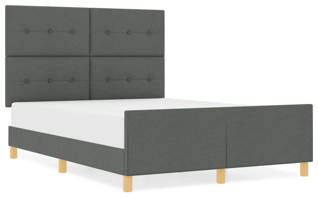 Cama vidaXL Cinza Escuro 140x190 cm Tecido
