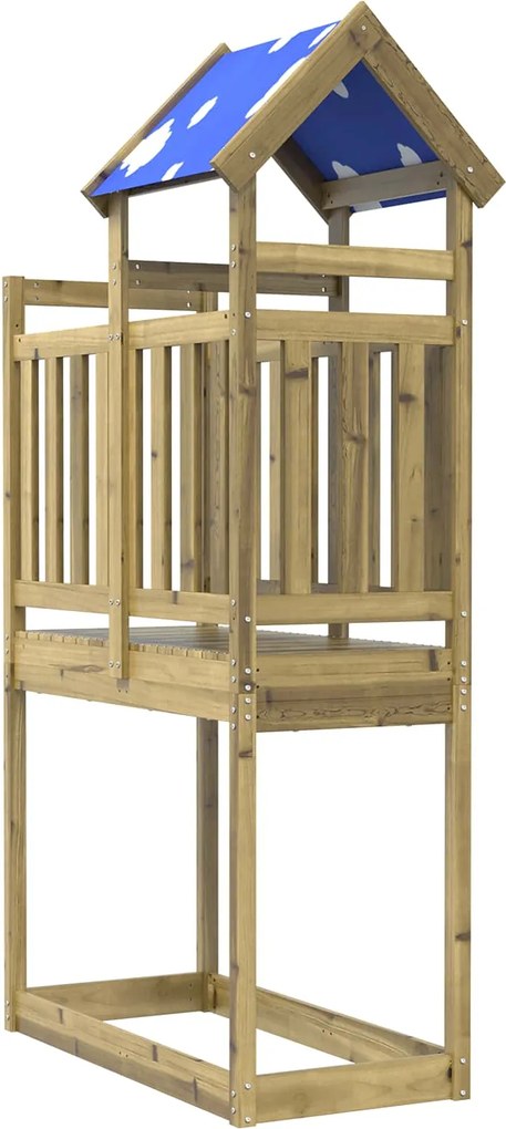 vidaXL Torre de Brincar Castanho Madeira Sólida Impregnada