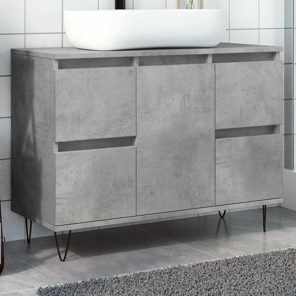 vidaXL Móvel casa de banho 80x33x60 cm derivados madeira cinza cimento