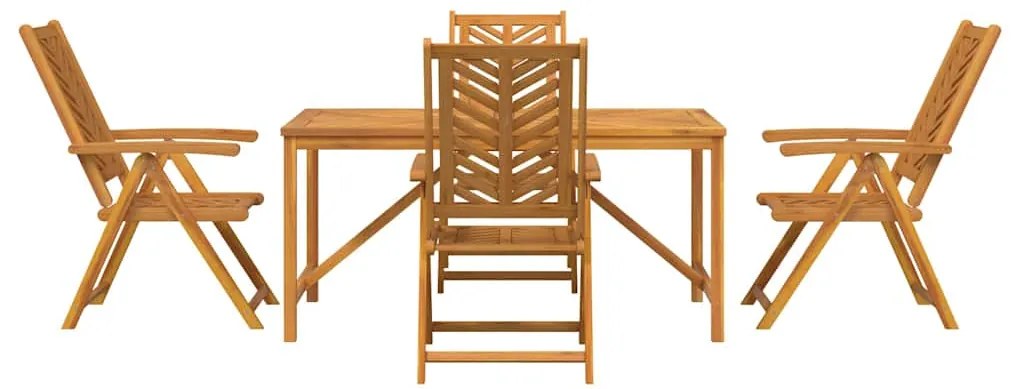 Conjunto de Jantar de 5 Peças Madeira Sólida de Acácia