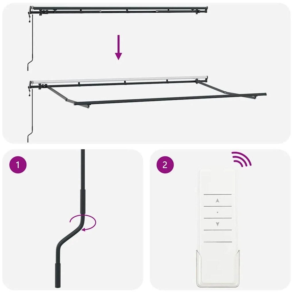 Toldo Retrátil Manual Vermelho e Branco e Antracite