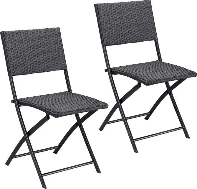 Conjunto de 2 cadeiras dobráveis Polyrattan Rom preto