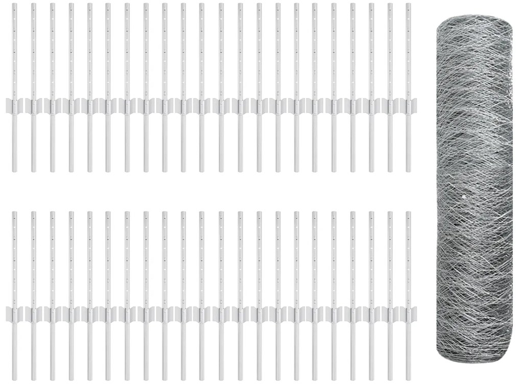 Postes de Cerca 11 pcs U-Channel 40 cm Aço Galvanizado