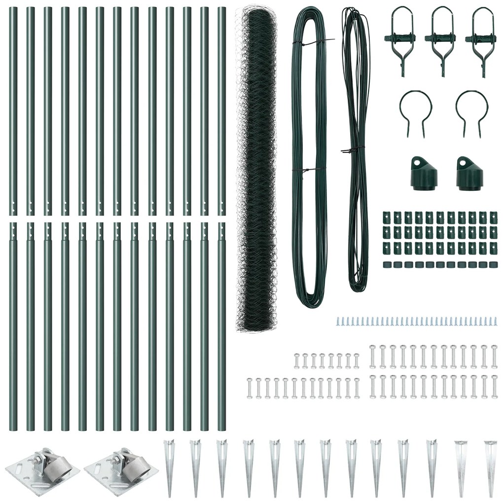 Conjunto de Cercas Conjunto de 2 Verde Metal 25 x 1.5 m Durável