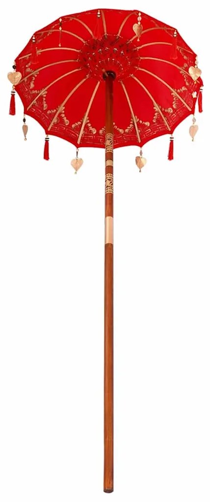 Parasol Balinês Vermelho x 260 cm Algodão e madeira sólida