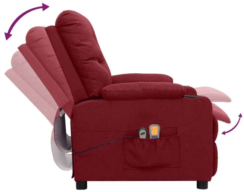 Poltrona de massagens elétrica reclinável tecido vermelho tinto