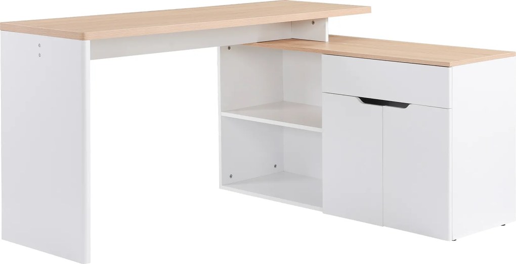 HOMCOM Escrivaninha para computador multimídia modular, multi-armazenamento, duplo nicho + gaveta e armário em madeira | Aosom Portugal