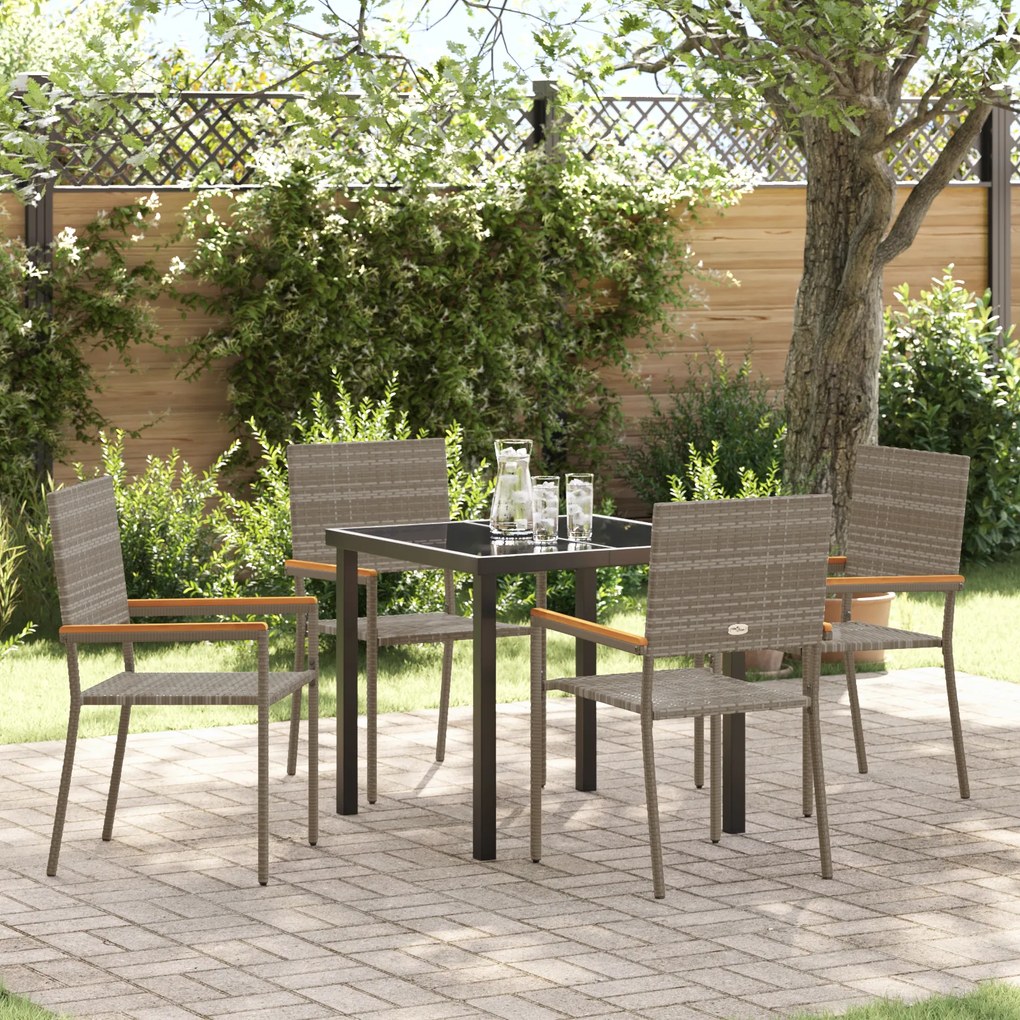 vidaXL Conjunto de Jantar de Jardim de 5 Peças Cinzento Rattan PE