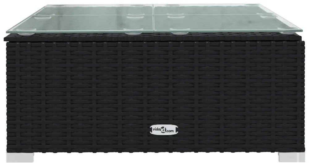 3 pcs conjunto lounge de jardim c/ almofadões vime PE preto