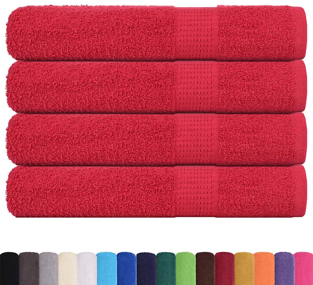 Toalhas 4 pcs 100x200 cm 360 gsm 100% algodão vermelho