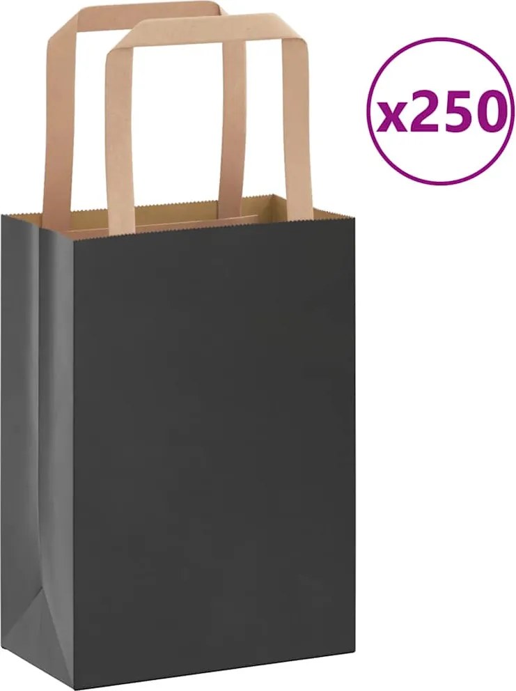 vidaXL Sacos de papel 250 unid com alças branco 15x8x21 cm