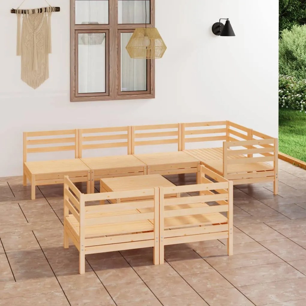 vidaXL 8 pcs conjunto lounge de jardim pinho maciço