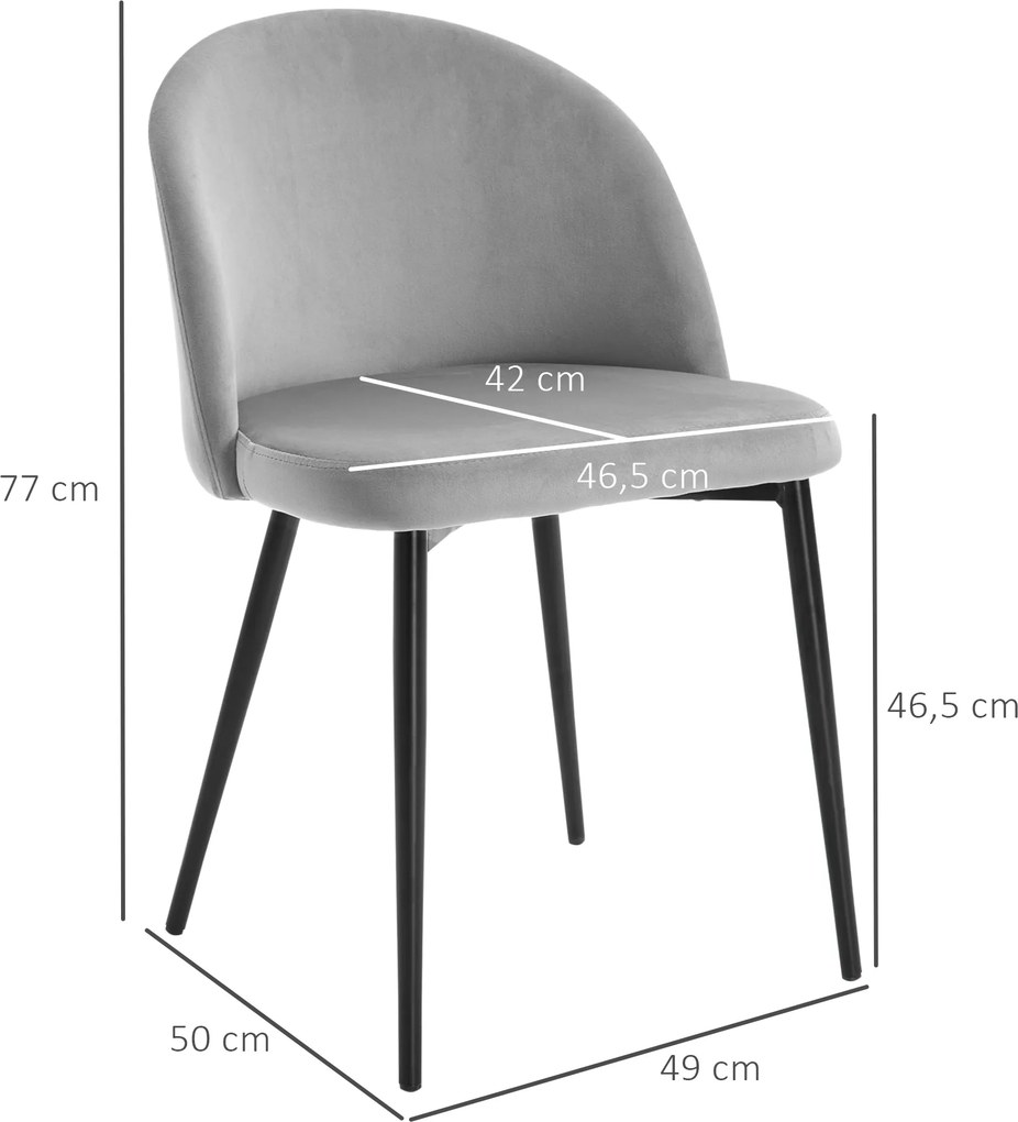 Conjunto de 4 cadeiras de sala de jantar (MESA NÃO INCLUIDA), cadeiras estofadas em veludo com pés cónicos em metal, multicoloridas