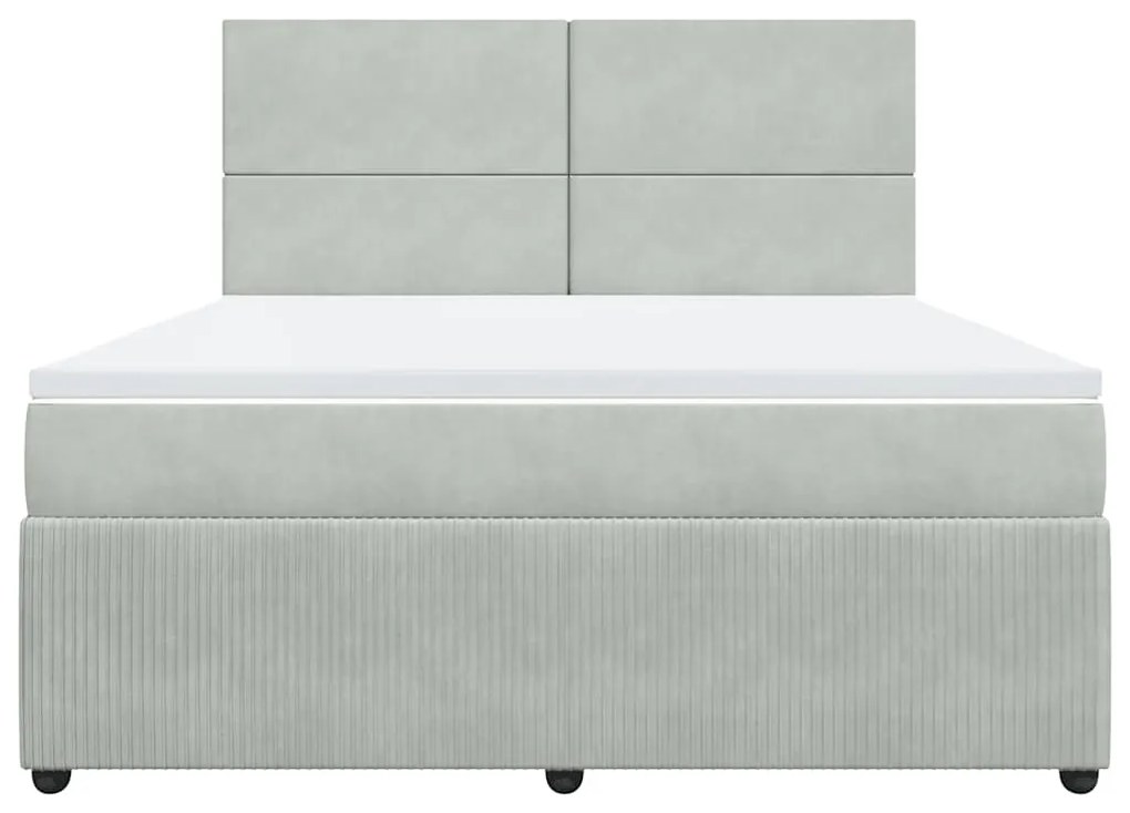 Cama com molas/colchão 180x200 cm veludo cinzento-claro