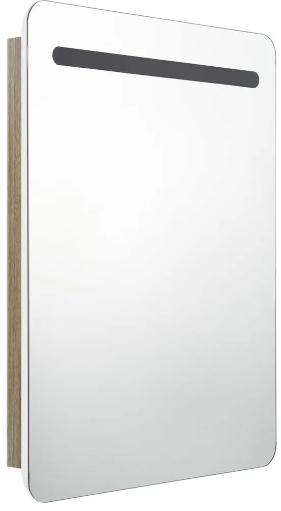 Armário espelhado casa de banho LED 60x11x80 cm branco/carvalho