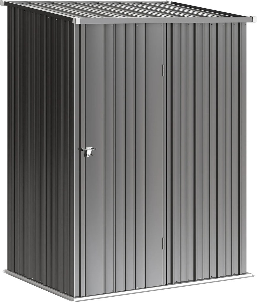 Outsunny Abrigo de Jardim 1,34m² 161,5x94,5x196 cm Abrigo de Exterior de Aço Galvanizado com Porta e Fechadura Preto | Aosom Portugal