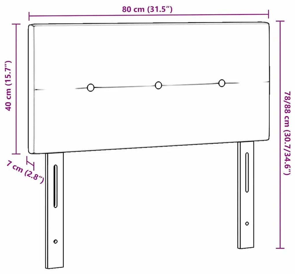 Cabeceira LED marrom escuro com botões, 80cm
