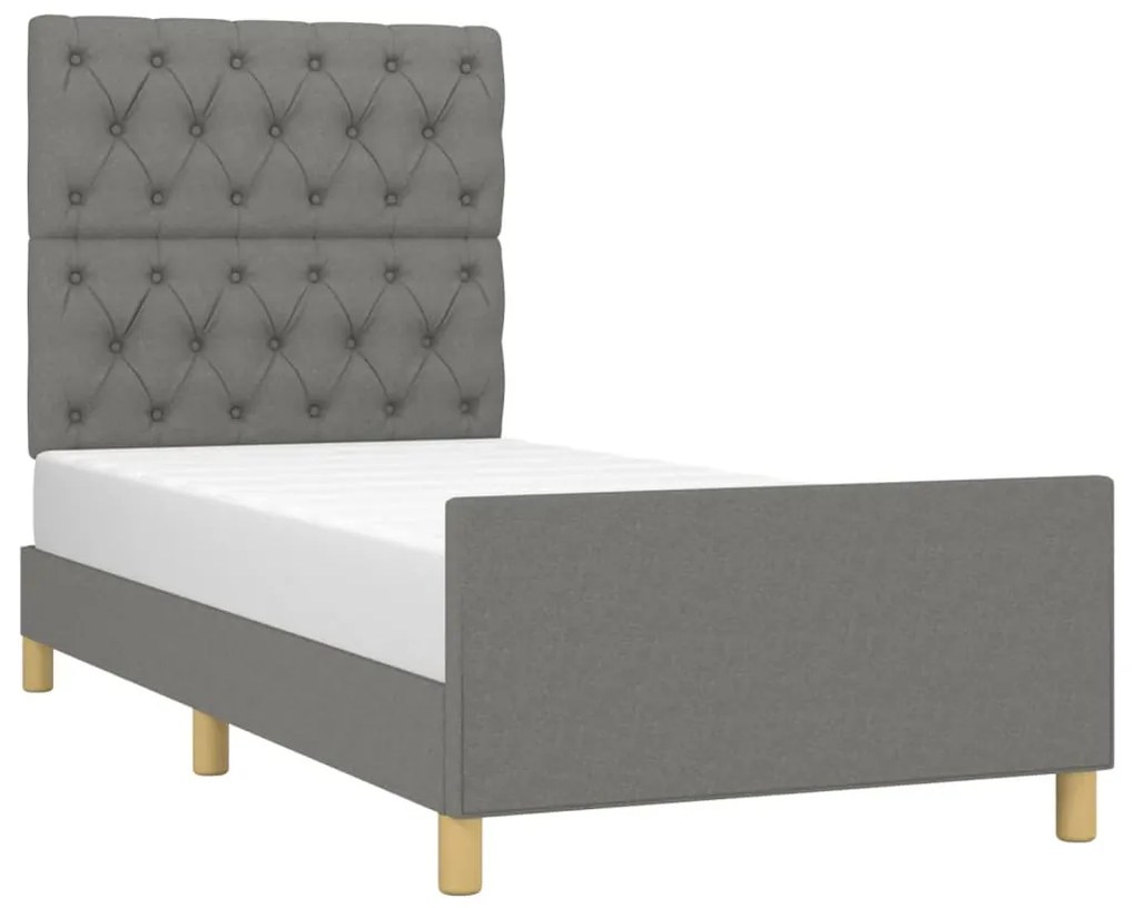 Estrutura de cama sem colchão 80x200 cm tecido cinzento-escuro
