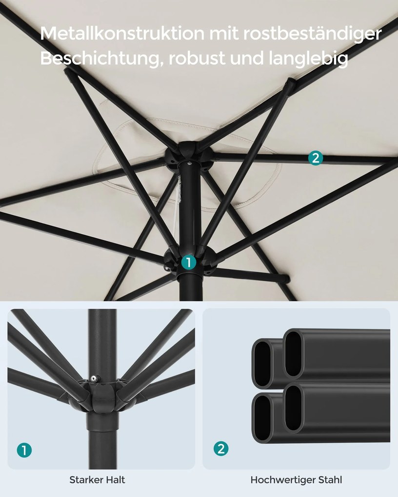 Guarda-sol de jardim 300 x 200 cm retangular sem base bege