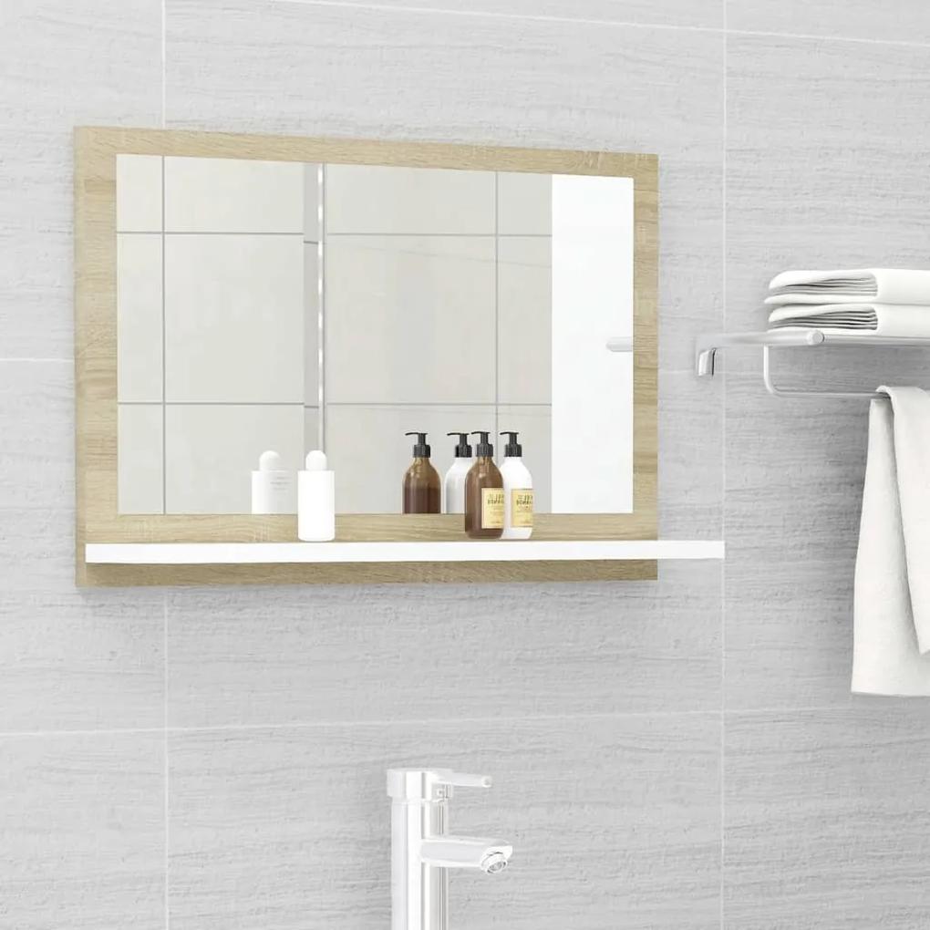 Espelho casa de banho 60x10,5x37 cm contrapl. branco e carvalho