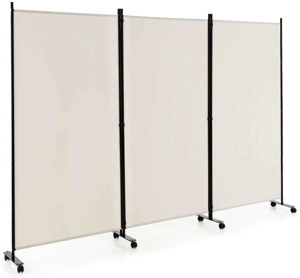 Divisória de ambiente dobrável de 4 painéis, tela de privacidade com rodinhas de 6 pés e rodas com trava - preta