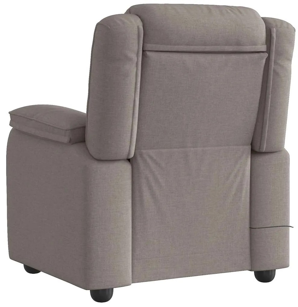 Poltrona de massagens reclinável tecido cinzento-acastanhado