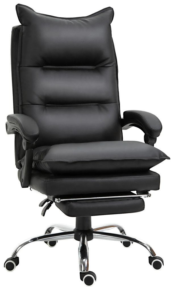 Vinsetto Poltrona de Escritório Cadeira de Escritório Ergonômica Encosto Ajustável Braços e Apoio para Os Pés Carga 135 Kg Preto | Aosom Portugal