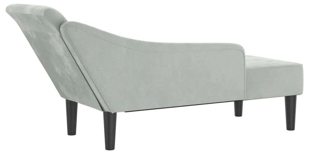 Chaise lounge com almofadões veludo cinzento-claro